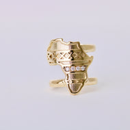 Gold Diamond Africa Continent Ring