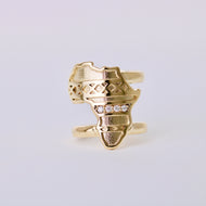 14k Gold Diamond Africa Continent Ring