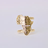 18k Gold Diamond Africa Continent Ring